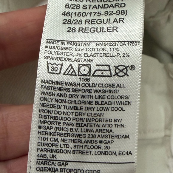 GAP Classic Straight White Jeans Size 6/28R Mid Rise Stretch Denim - Picture 7 of 16